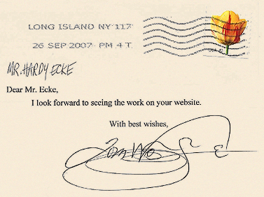 persönlicher Brief von Tom Wolfe Brief von Tom Wolfe
